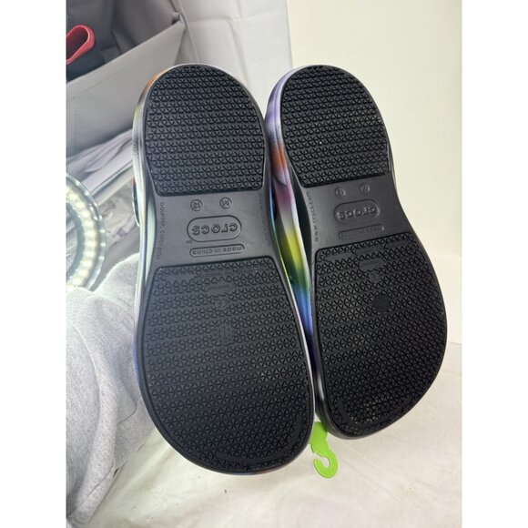 NWT Crocs at Work Slip Resistant Waterproof Shoe SZ 13 Chef Bistro Graphic Clog